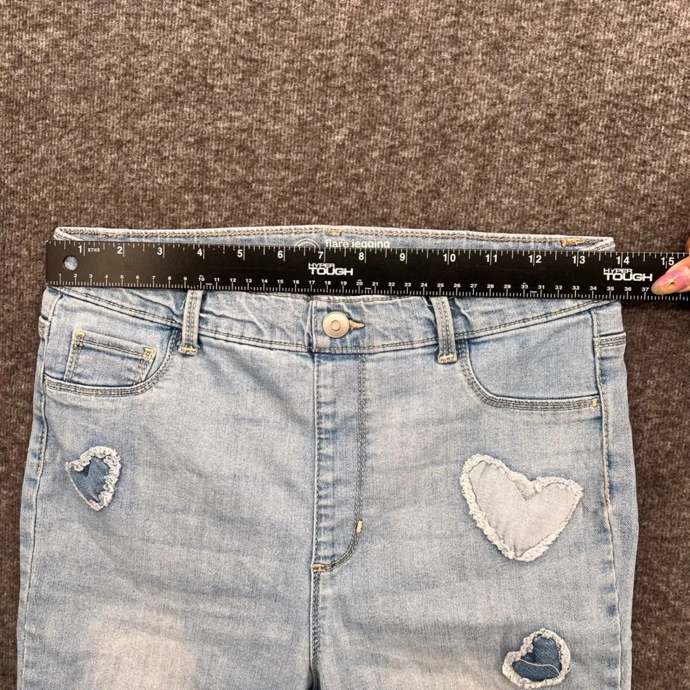 Wonder Nation Girls Flare Jegging Light Wash Heart Patch Jeans XL 14-16 Plus